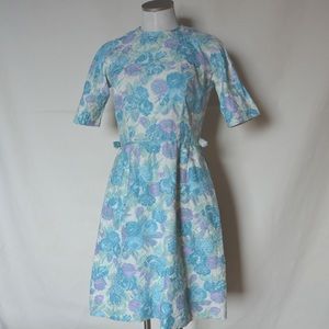 Vintage 1960’s Pastel Floral Jacquard Flare Dress